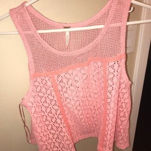 Pink cropped tank top